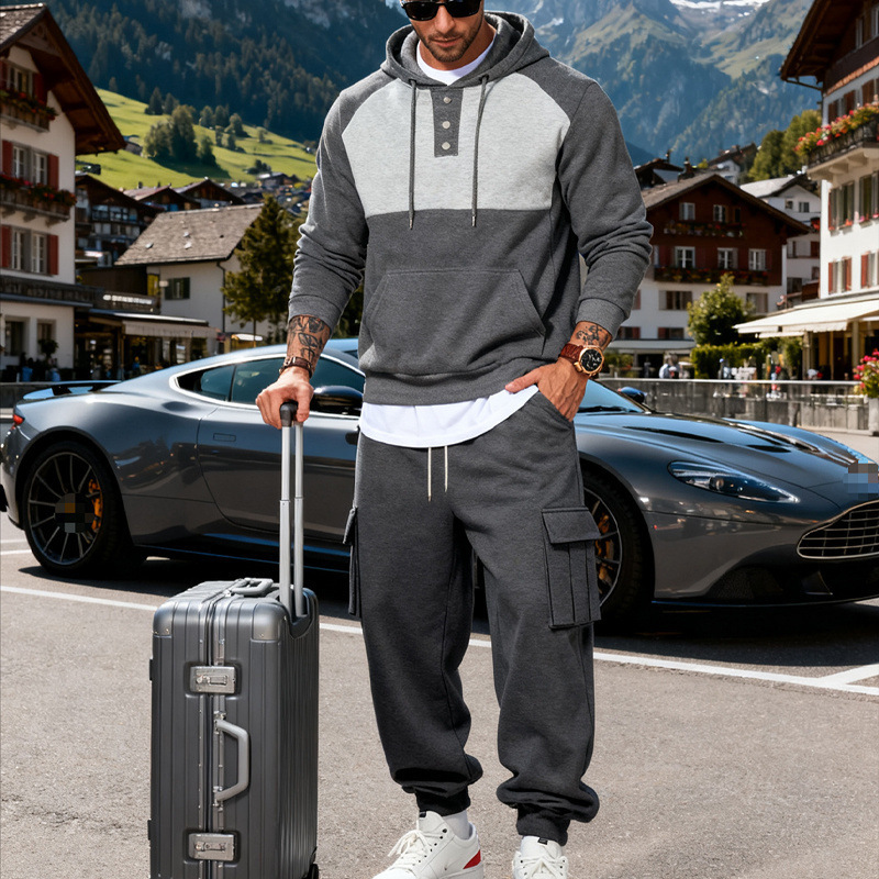 Men's Clothing Men's Heavyweight Fleece Lined Hooded Sweatshirt Set Style Simple Stylish Light Luxury Outdoor Workwear Commuter Warm_viptrois.com