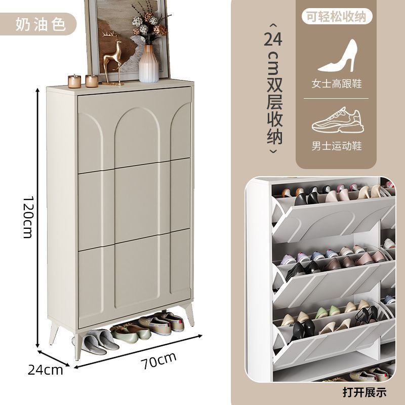 极窄鞋柜玄关柜美式家用门口楼道外入户进门翻斗鞋柜黑色门外|undefined
