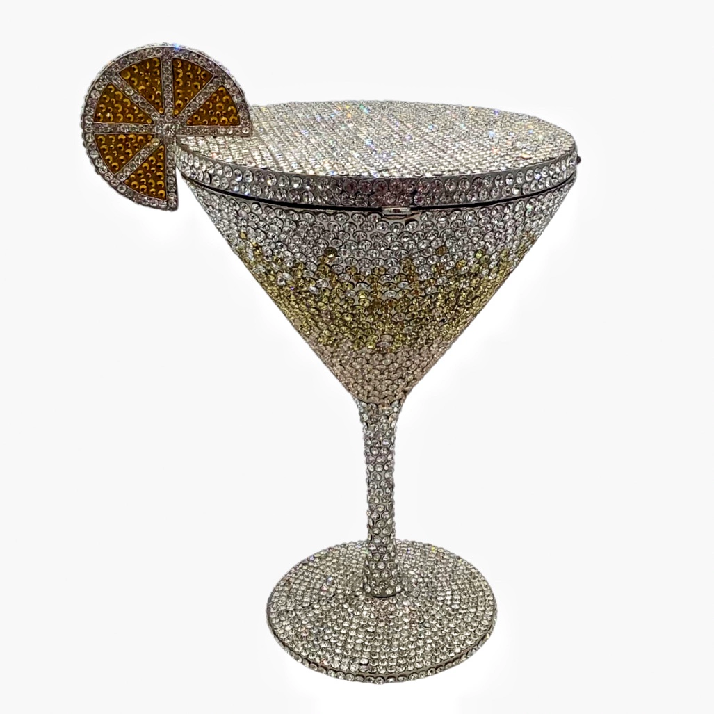 Стеклянная сумка Martini Crystal Cocktail Roulette Diamond Dinner Bag, новая бриллиантовая сумка для руки женщины