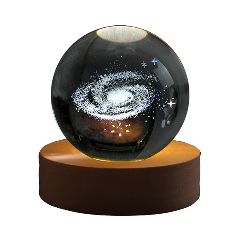 3D Sistema Solar luminoso Galaxy cielo estrellado bola de cristal tallada luz la noche decoración escritorio amigos compañeros regalo cumpleaños