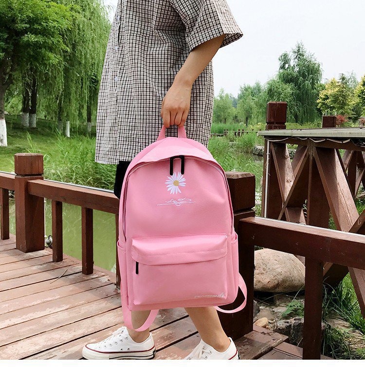 Crisantemo ins mochila estudiante femenina mochila de estilo coreano hembra fresca hembra de gran capacidad mochila de secundaria femenina