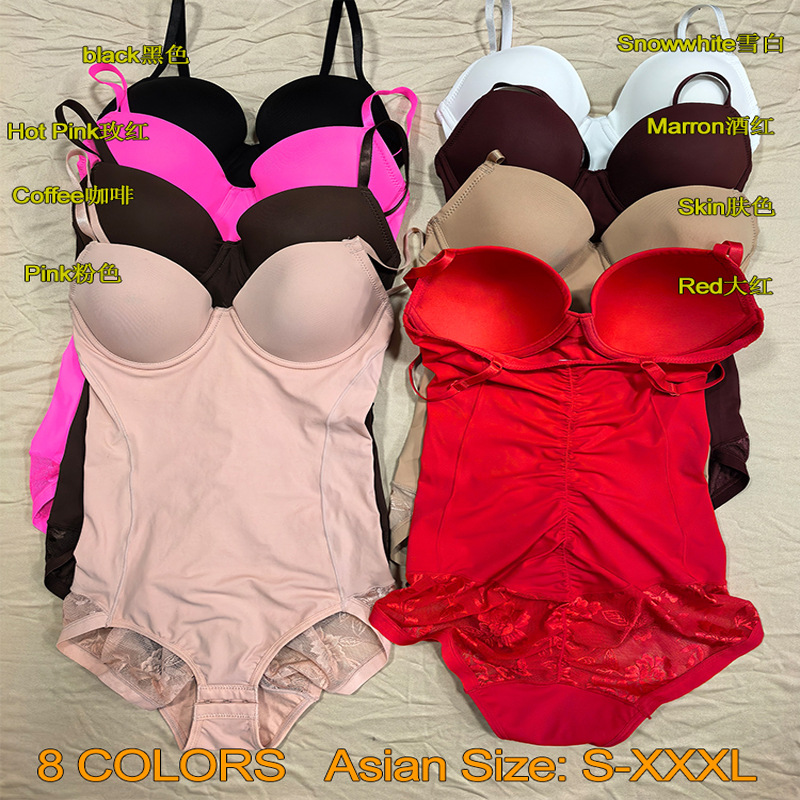 Hot-Selling Foreign Trade Shapewear, Tummy Control Body Shaper with Underwire Bra, Deep V Shapewear Bodysuit 634 Lace