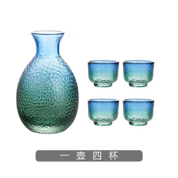 [Peacock Blue] 1 pot + 4 wine glasses + cork ✦