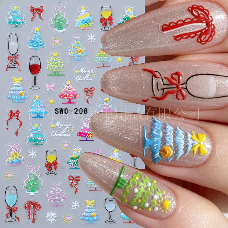 Cross-border Christmas-themed nail stickers, simple and exquisite, versatile set of Christmas tree, snowflake, and bow nail stickers Cross-border Christmas-themed nail stickers, simple and exquisite, versatile set of Christmas tree, snowflake, and bow nail stickers
