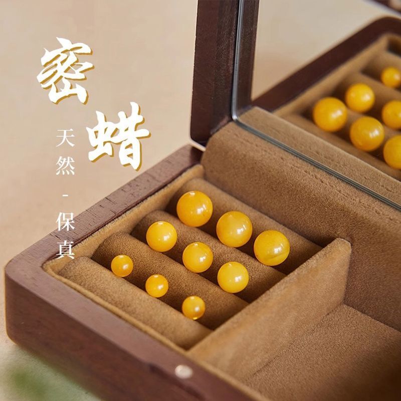 Natural Beeswax Loose Beads, High-End Cultural Jewelry Bracelets, High-End Feel Bracelet Spacer Beads, DIY Beeswax Round Bead Accessories