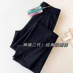 Cj0326巨顕高顕痩せ! テンションの高い腰の四面の弾力性の小さいラッパは小さい黒いズボンのカジュアルな馬蹄のズボンを修理します。
