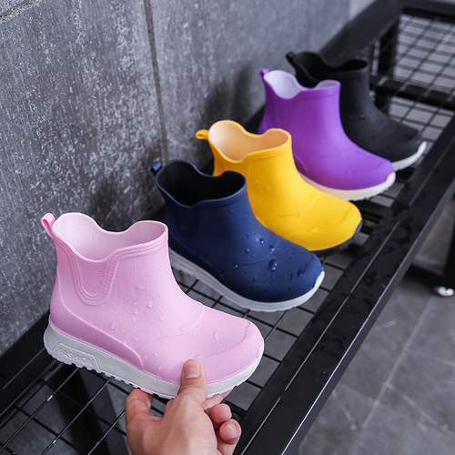 Japanese fashion children's rain boots for men and women, non-slip thick-soled wear-resistant rain boots for rainy days, waterproof shoes, water boots and overshoes