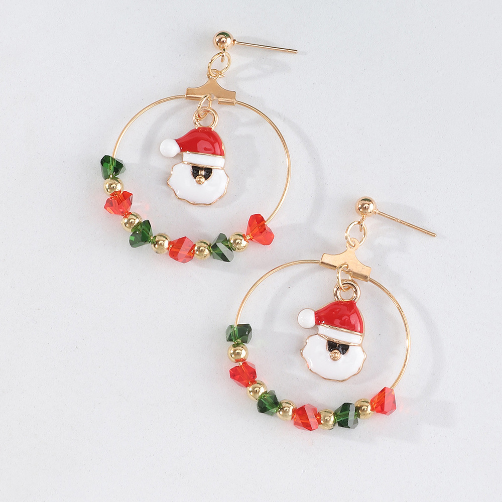 Christmas Asymmetrical Earrings European And American Retro Oily Snowman Winding Christmas Tree Earrings display picture 9