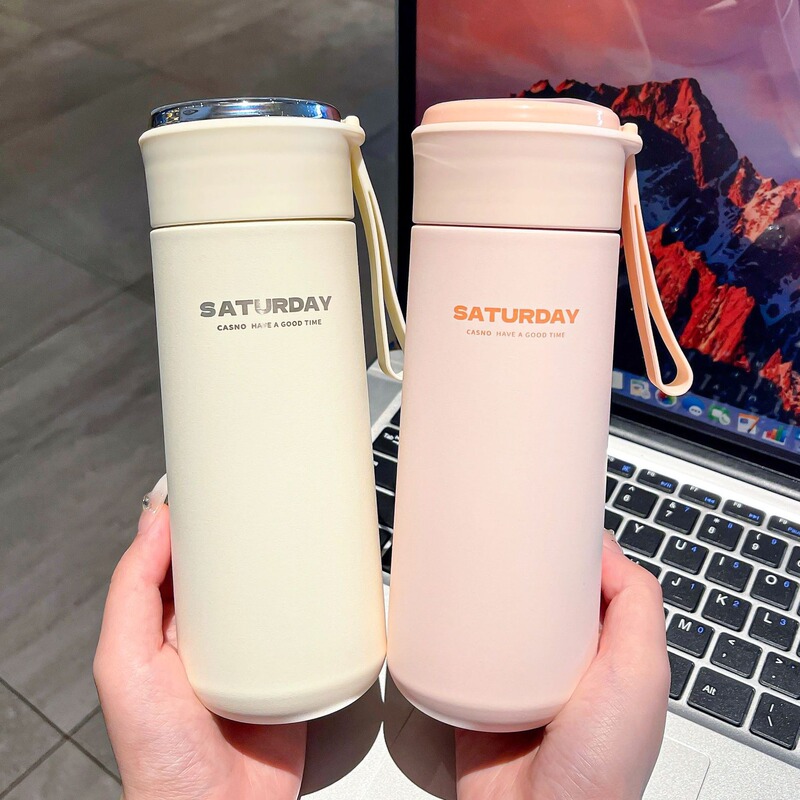 Straight-Leg Thermos Cup, Solid Color Smart Cup, Carrying Cup with Handle, Built-In Tea Separator Cup, Vacuum Stainless Steel Straw Straight-Leg Thermos Cup, Solid Color Smart Cup, Carrying Cup with Handle, Built-In Tea Separator Cup, Vacuum Stainless Steel Straw