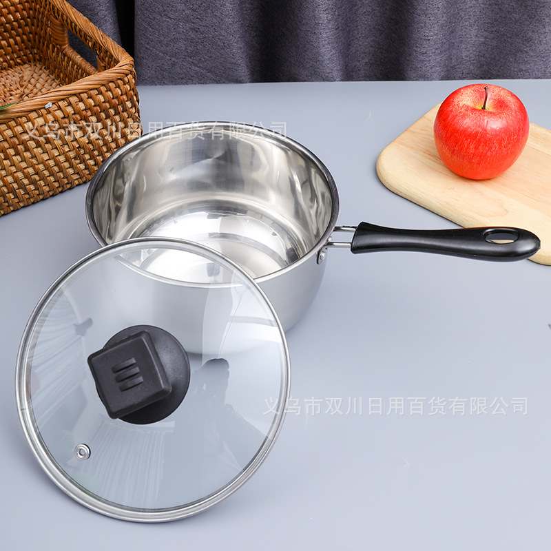 Polis 18cm Black Bead Milk Pot Blister Pack 201 Non-Magnetic Stainless Steel Non-Stick Pot for Cooking Noodles, Porridge and Hot Milk Pot