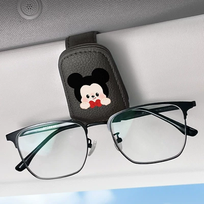 Sunglasses Storage Clip for Car — Car Glasses Clip/Bill Clip - black-mickey
