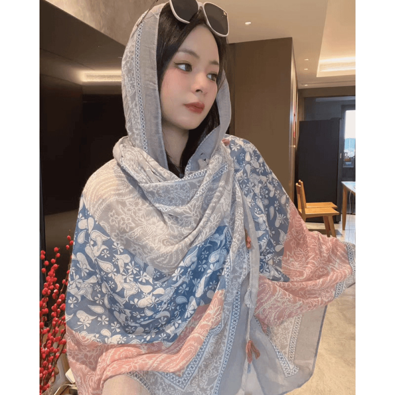 夏薄い夏の女性の多機能新疆海辺旅行日常エアコンルームシルクスカーフショール|undefined