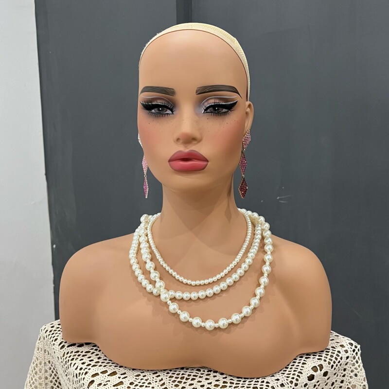Pvc両肩の頭型クロスボーダー専用かつらモデルの女性シミュレーション半身モデルの頭mannequin展示|undefined