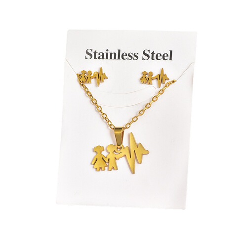 Titanium steel irregular pattern pendant earrings set snowflake puzzle electroplated stars two-piece accessory jewelry