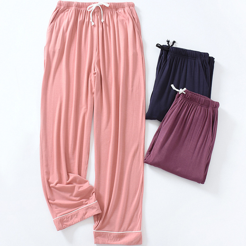 Modal Long Pants for Women, Summer Plus Size, Can Be Worn Outside, Home Pants, Spring and Autumn Wide-Leg Elastic Sleep Pants, Breathable and Stretchy