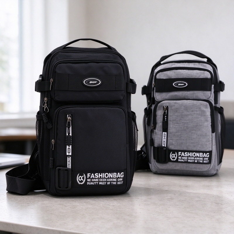Men's casual chest bag for export, large capacity backpack, Oxford cloth, men's crossbody bag, shoulder bag, multi-functional, water-resistant