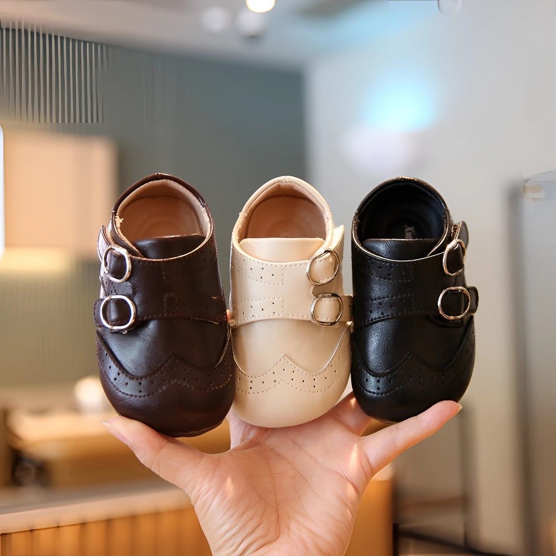 Kinderlederschuhe mit weicher Sohle, rutschfest, schwarze Freizeitschuhe für Jungen und Mädchen im britischen Stil, Frühling/Herbst_voghion.com
