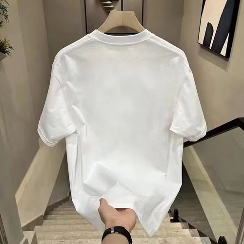 Heavyweight pure cotton short-sleeved T-shirt casual fashion men and women's summer ins white match round neck top trendy versatile men half-sleeve