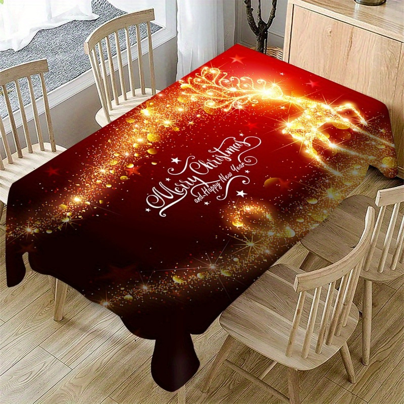 Amazon Cross-border Waterproof Tablecloth Dining Table Christmas Set Kitchen Pattern Home Digital Printing Tablecloth Decoration