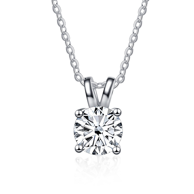 Plata esterlina S925 collar de diamante clásico de color de cuatro garras personalidad simple pequeño colgante fresco