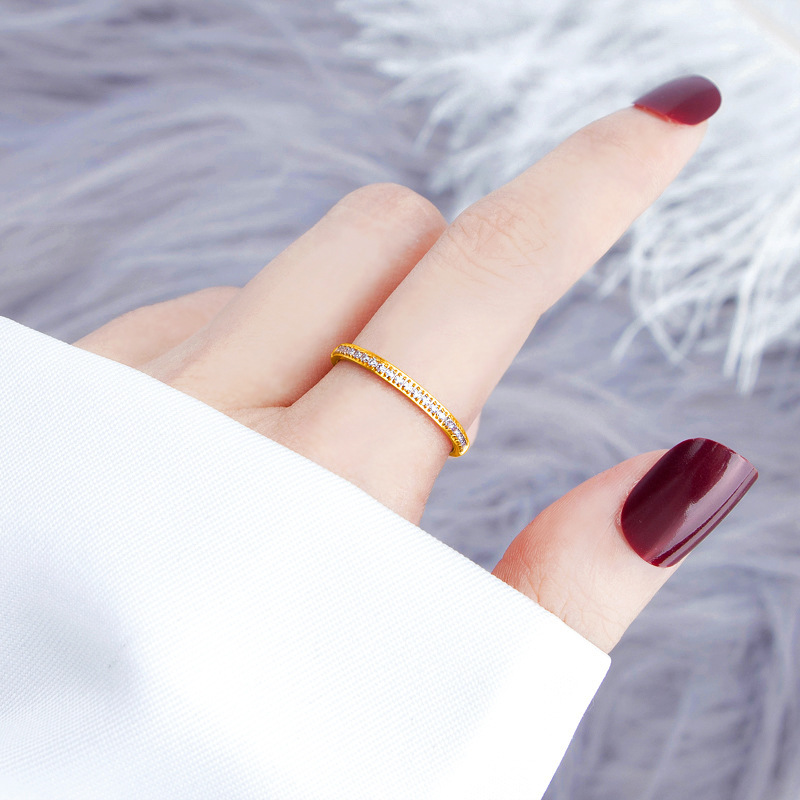 French Retro Diamond Ring In Titanium Steel For Women_voghion.com