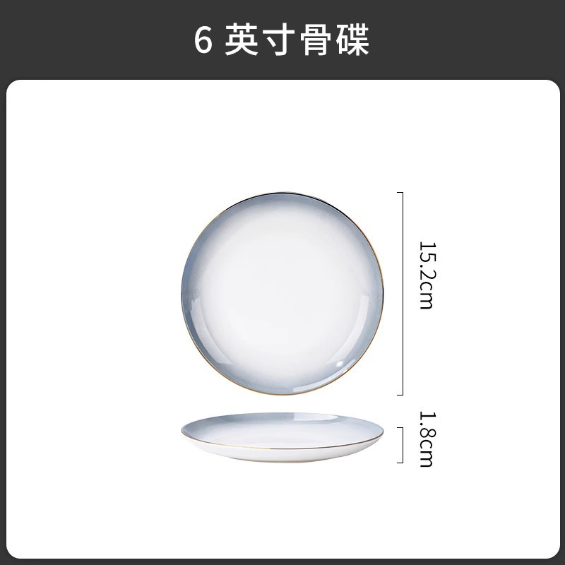 Tangshan tazón doméstico nuevo tazón de fideos hueso porcelana cubiertos sopa tazón de pintura dorado color gradiente puede microondas tazón de cerámica