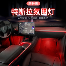 适用于2018-2022特斯拉Model3中控仪表台汽车led氛围灯64色光纤