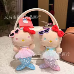 Mermaid Kitty Plush Pendant with Sunglasses and Tulle Skirt, Hello Kitty Charm, High Aesthetic Appeal, Girly Backpack Keychain