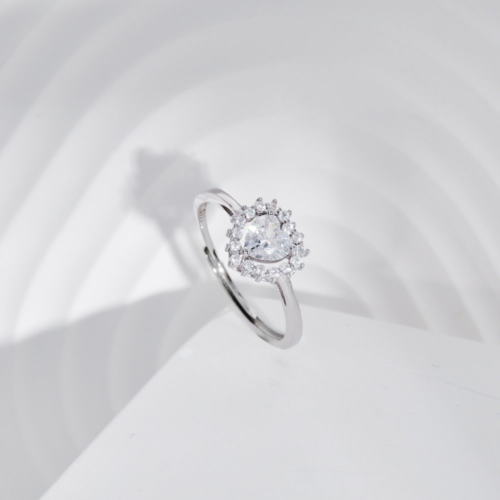Women's Gender 925 Sterling Silver Zircon Heart Shape Open Rings