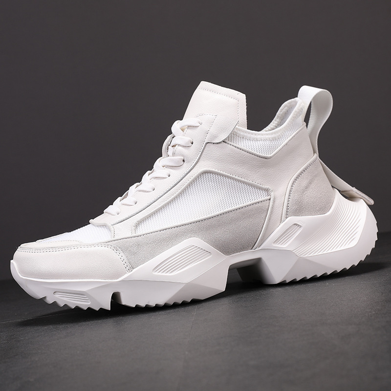 Casual Leather Shoes Men's High-top Hole Shoes Martin Boots Sports Outdoor Shoes Men's Mesh Hollow High State Shoes
