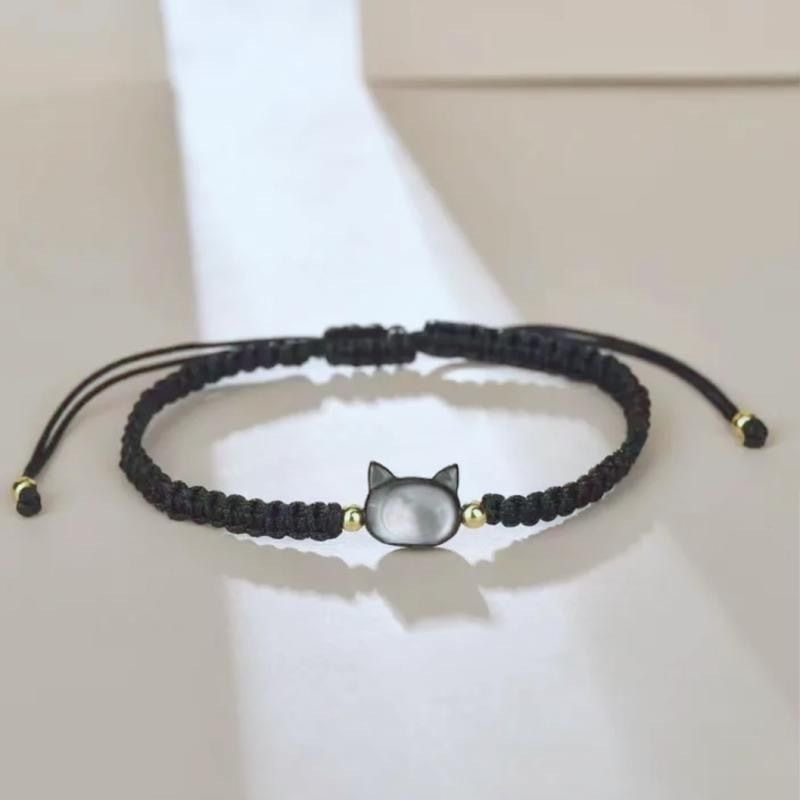 Xiaohongshu's Popular Black Cat and White Cat Bracelet, Exquisite Handmade Niche Braided Couple Bracelet, Versatile 4