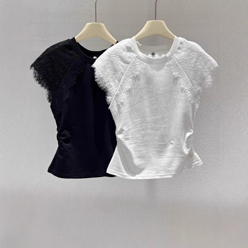 Big Sale Special Price~Sweet Sexy Round Neck Lace Short-Sleeved T-Shirt for Women in Autumn and Summer Design Waist Slimming Look Top Big Sale Special Price~Sweet Sexy Round Neck Lace Short-Sleeved T-Shirt for Women in Autumn and Summer Design Waist Slimming Look Top