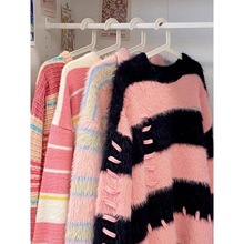 韩系大版新款女装毛衣针织衫 外贸大码女式套头毛衣批发直播孤品