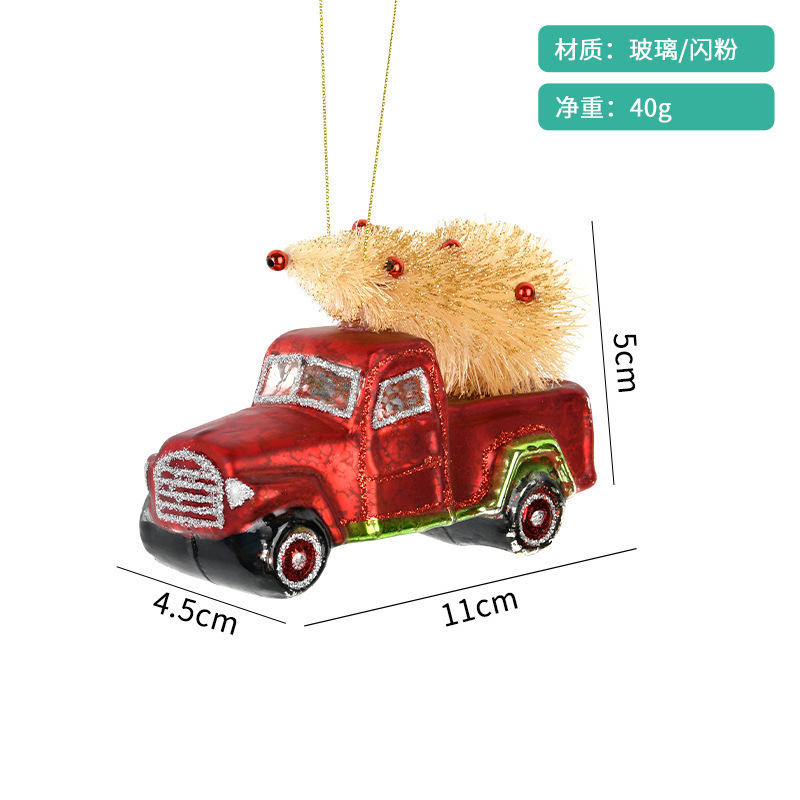 クリスマス装飾品クリエイティブ偽自動車かばんカメラ小吊りガラス彩色クリスマスツリー装飾ストラップ|undefined