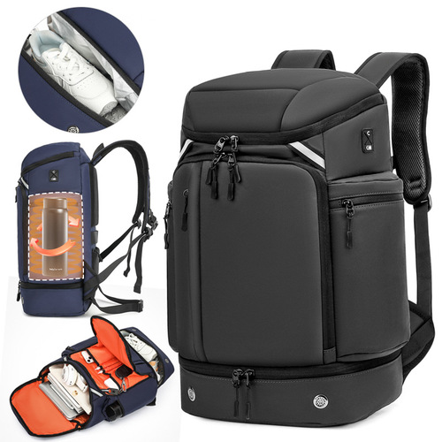 Men's Large Capacity Sports Travel Backpack with Multi-functional Shoe Compartment, Factory Direct