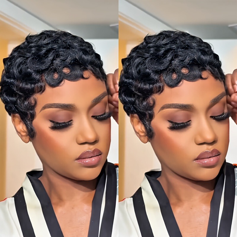 6inch wave pixie cut wig human hair 2025跨境热销款外贸热销|undefined