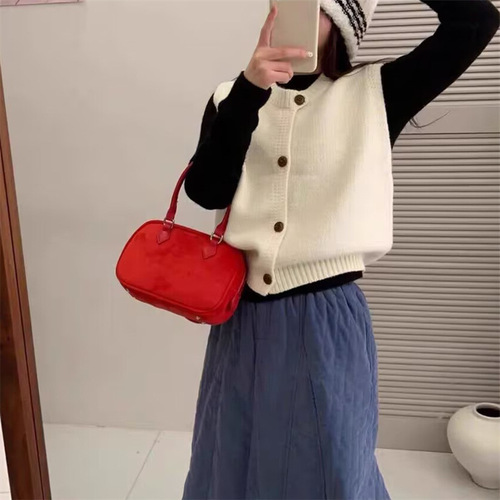 KANING Korean-style round neck knit vest cardigan for women 2025 early autumn loose versatile sleeveless lapel top