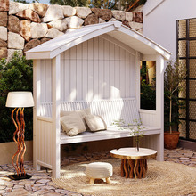 户外庭院防腐木座椅凉亭花园露台休闲实木遮阳小亭子室外组装木屋