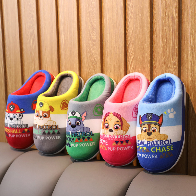 (Strictly Selected) Paw Patrol Children's Cotton Slippers for Autumn and Winter, Indoor Non-Slip Slippers for Older Kids, Cute Boys' Slippers
