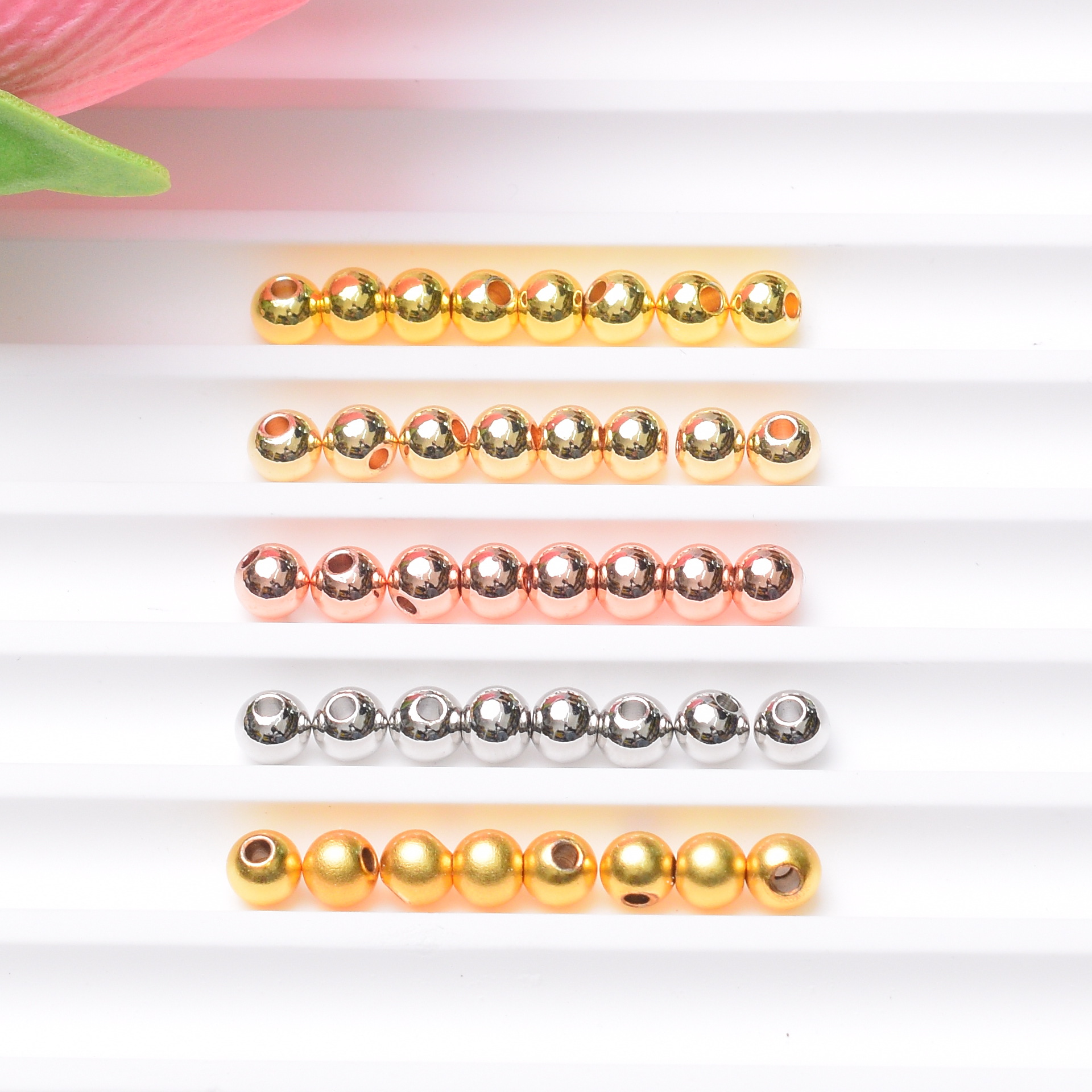 DIY joyería hecha a mano con cuentas accesorios perlas transferencia espaciador perlas pequeñas perlas de oro perlas sólidas brillantes perlas sueltas material al por mayor