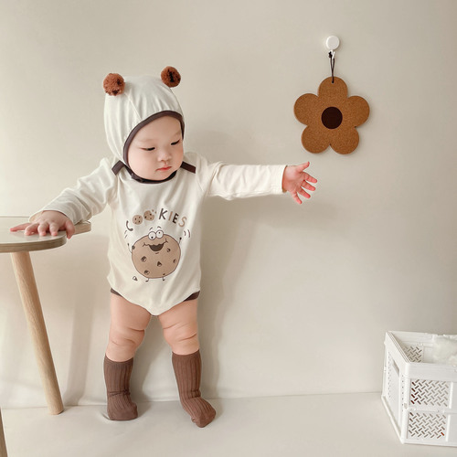 Baby spring Korean style new ins style jumpsuit baby cute fun biscuit printed harem suit