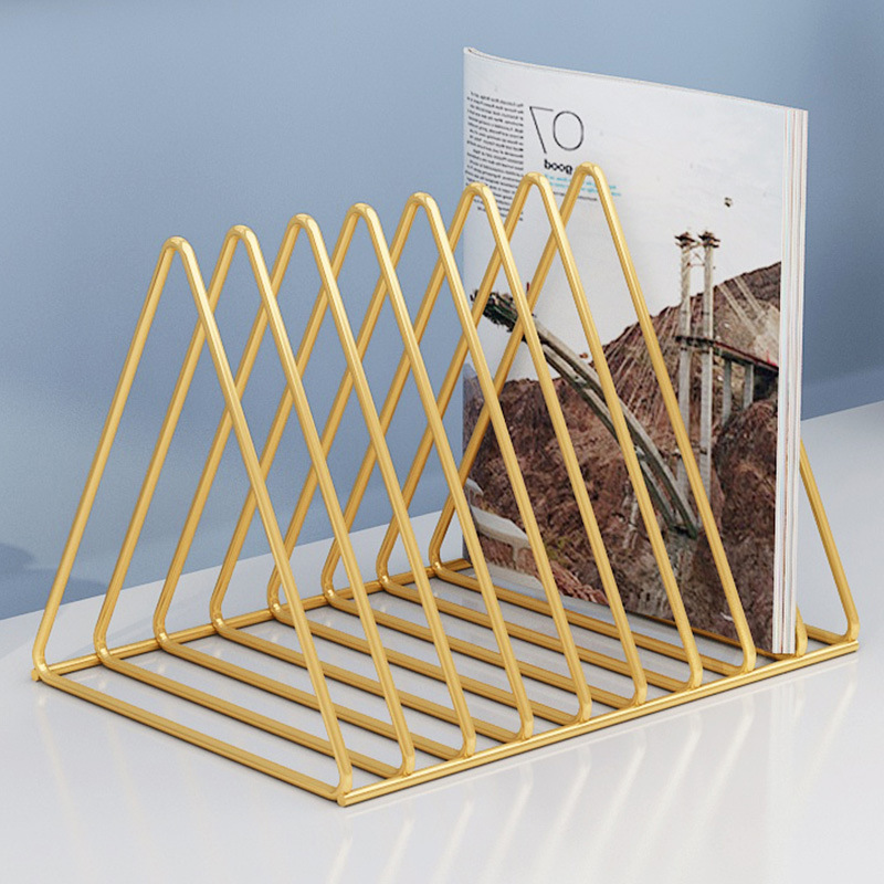 Nordic Style Wrought Iron Bookshelf Nordic Style Ins Creative Golden Triangle Bookshelf Wrought Iron Desktop Study Desk File