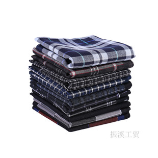 Wholesale Black Gray Men's Cotton British Style Handkerchief 12 Pack Business Style Striped Plaid Square Towel 43*43cm