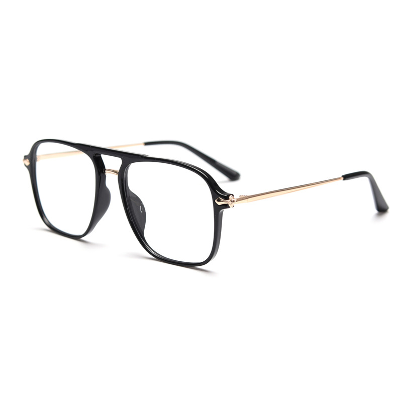 Unisex TR2134 Korean Style Double Bridge Aviator Glasses Frame Plain Prescription Frame Trendy Celebrity Street Style For Myopia_voghion.com