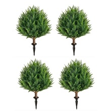 跨境电商人造仿真花植物绿植雪松柏树造型球树抗盆景紫外线灌木