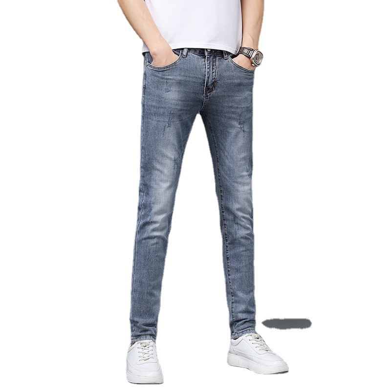 European Station Tide Brand Jeans Men's 2022 New Youth Slim Fit Pencil Pants Men's Casual All-match Long Pants
