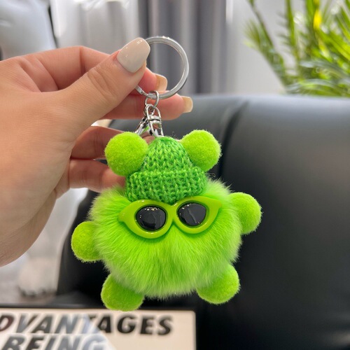 Wholesale rex rabbit fur small briquettes car keychain pendant Korean ins internet celebrity plush school bag bag pendant gift