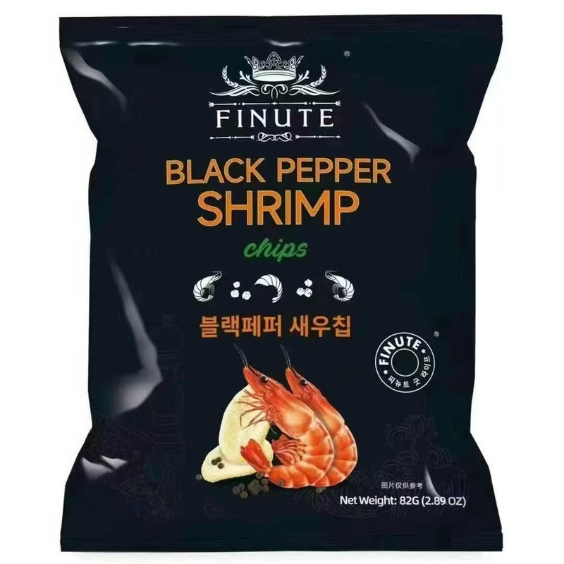 FINUTE グリーンガーリック風味のエビせんべい ブラックペッパー クラブチリ卵黄 韓国輸入 82g オフィス アフタヌーンティー|undefined