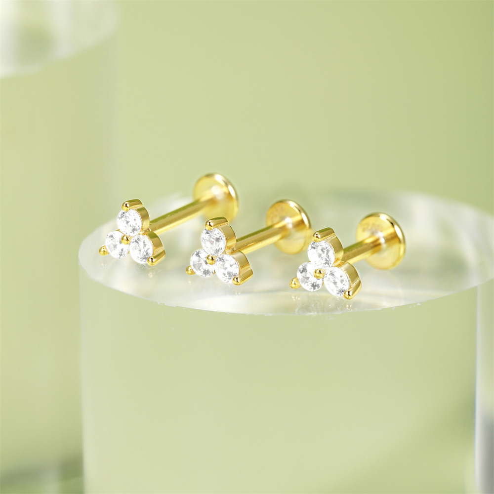 1g Weight Ear Studs Classification Ear Cartilage Rings & Studs Piercing Type 3 Pieces Set Quantity Daily, Festival Occasion 925 Sterling Silver Material Flower Pattern Women's Gender Plating Design Simple Style, Classic Style Style 3 Pieces Set Ear Cartilage Rings & Studs Simple Style Classic Style Flower 925 Sterling Silver Plating Ear Cartilage Rings & Studs 12