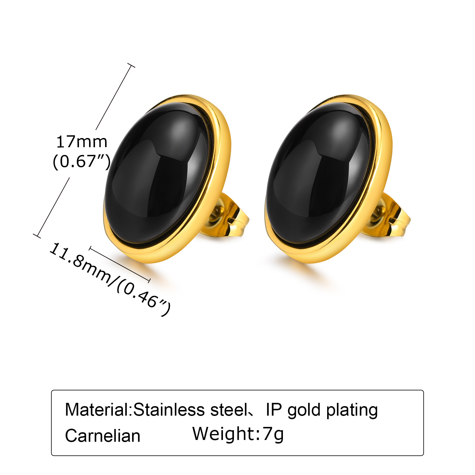 Fashion Oval Stainless Steel Plating Inlay Agate Ear Studs 1 Pair display picture 1